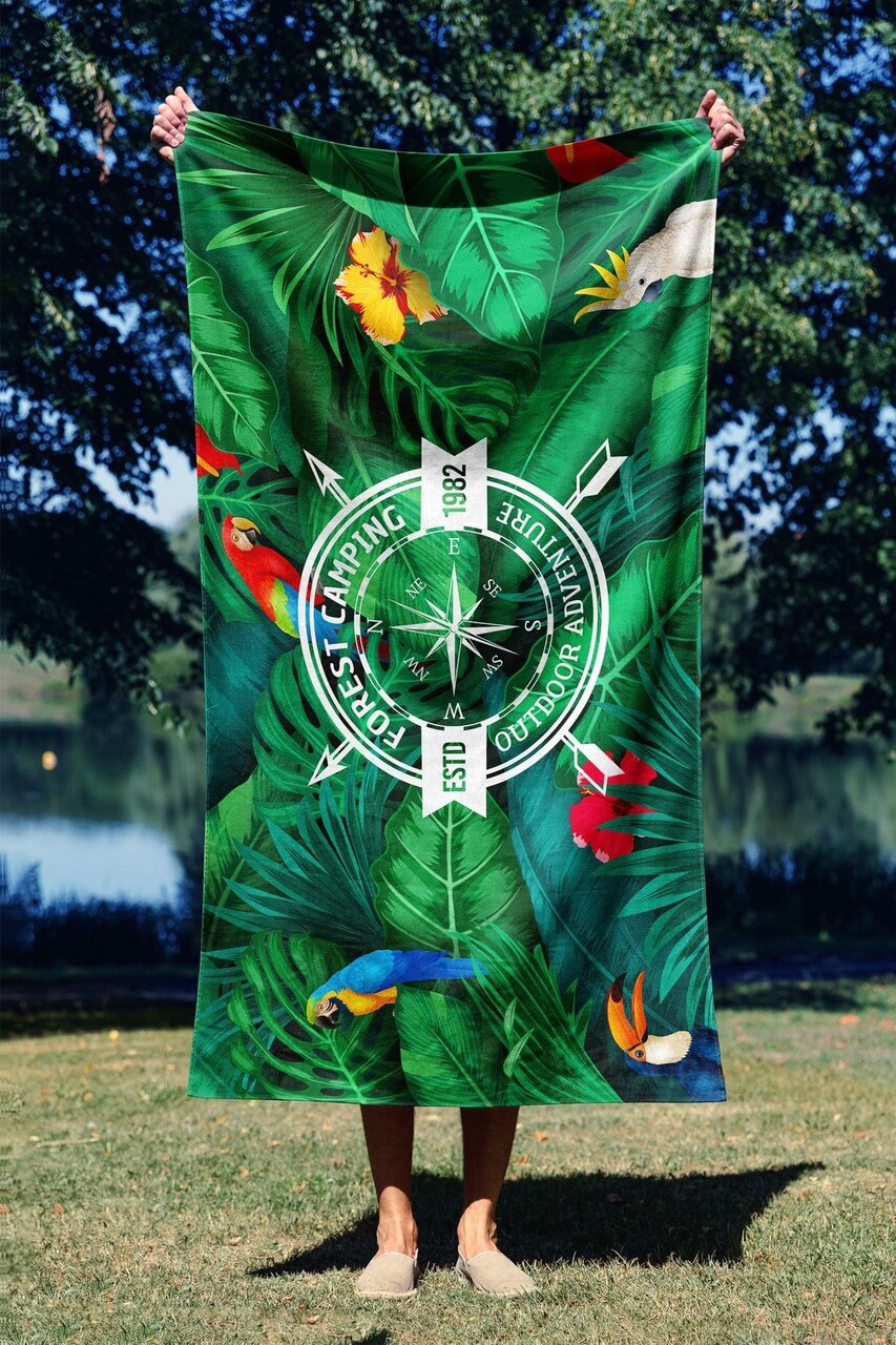 Prosop de plaja, L'essentiel Maison, Forest Camping 70, 70x130 cm, Multicolor - imagine 7